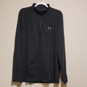 Under Armour Heatgear Fitted Black Heather 1/4 Zip L/S Pullover XL.